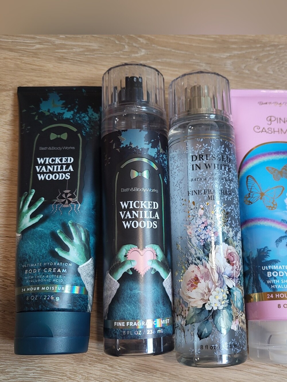 Bath & Body Works Wicked Vanilla Woods, Pink Cashmere,  Dressed In White Lot